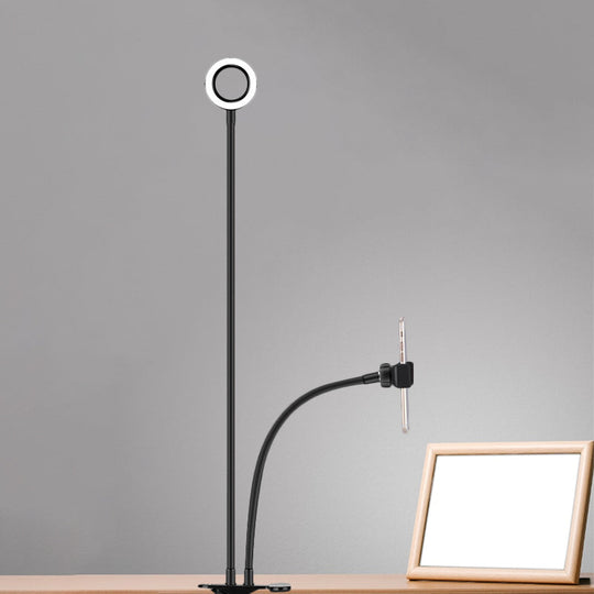 Sleek Metal Round Usb Mirror Lamp With Portable Led Fill Lighting And Flexible Arm Simplicity