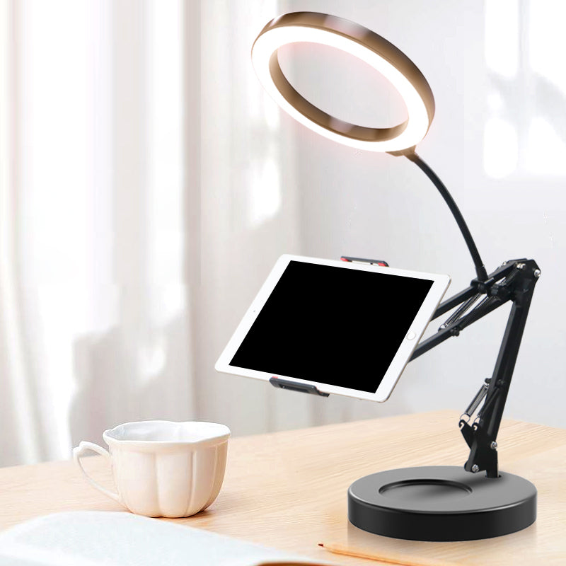 Led Makeup Light Mobile Phone Holder Fill Lamp - Sleek Black With Foldable Arm / Usb A