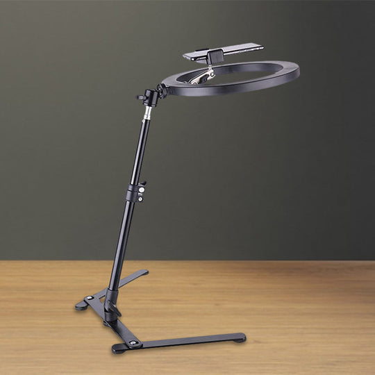 Modern Metallic Black Led Makeup Lamp With Usb Port - Round Fill Light For Effortless Application /