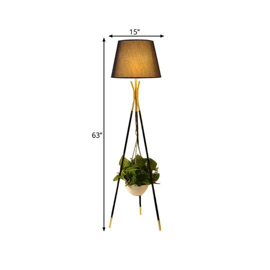 Modern Tripod Floor Lamp With Black/White/Flaxen Drum Shade Ideal For Reading And Warehouse Lighting