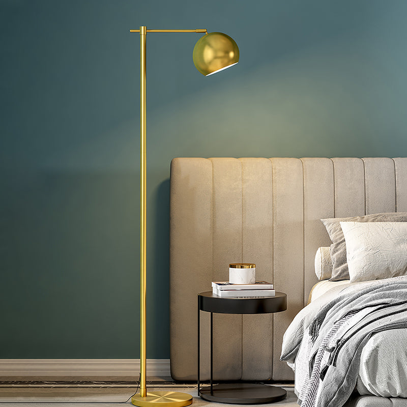 Modern Metallic Gold Spherical 1-Light Floor Lamp For Living Room