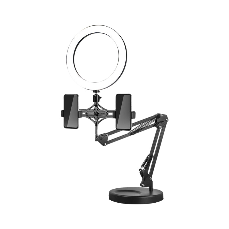 Black Circular Mirror Lamp With Adjustable Usb Led Fill-In Flash Lighting