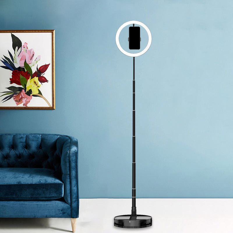 Modern Round Black Mirror With Led Dimmable Flush Light