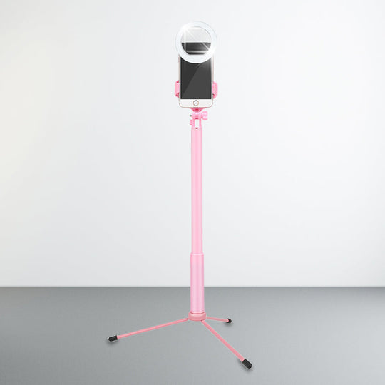 Modern Pink Mirror Mobile Phone Holder With Led Fill Lamp & Circular Metal Shade