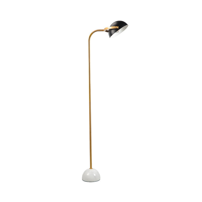 Contemporary Brass Dome Floor Lamp - Adjustable Metallic Reading Light