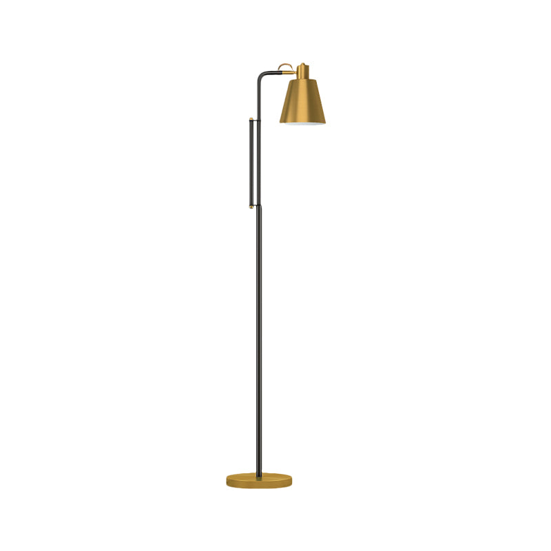 Modern Metallic 1-Light Tapered Floor Lamp In Brass - Ideal For Living Room Reading