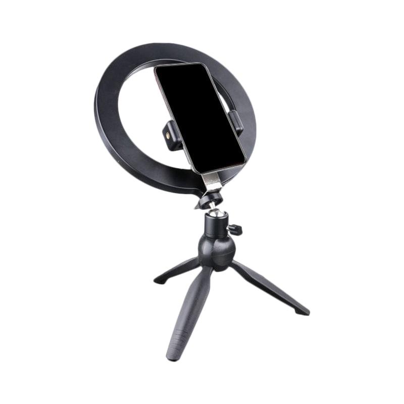 Minimalist Black Tripod Phone Holder With Led Vanity Light And Fill-In Flash Lighting +