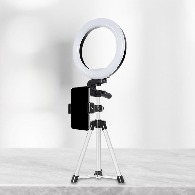 Modern Style Usb Led Fill Flash Light With Tripod Design - Circle Metallic Vanity Lighting (Black)