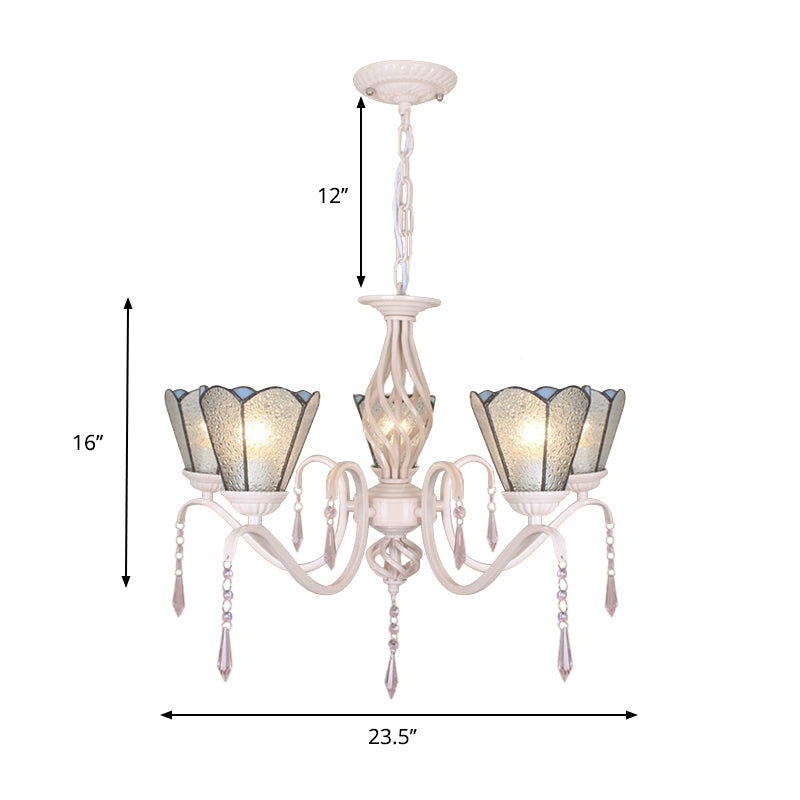 Crystal Cone Chandelier with 5 Clear Glass Lights - Elegant Tradition Pendant for Stairways