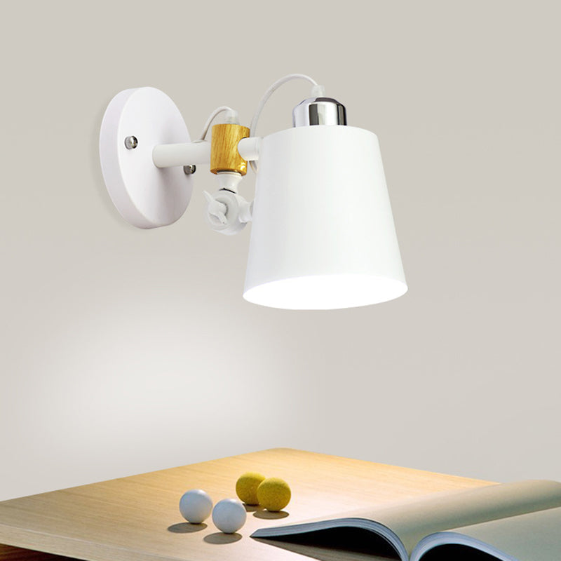 Industrial Adjustable Node Wall Lamp Sconce - Head Barrel Style White/Black Metal Lighting White