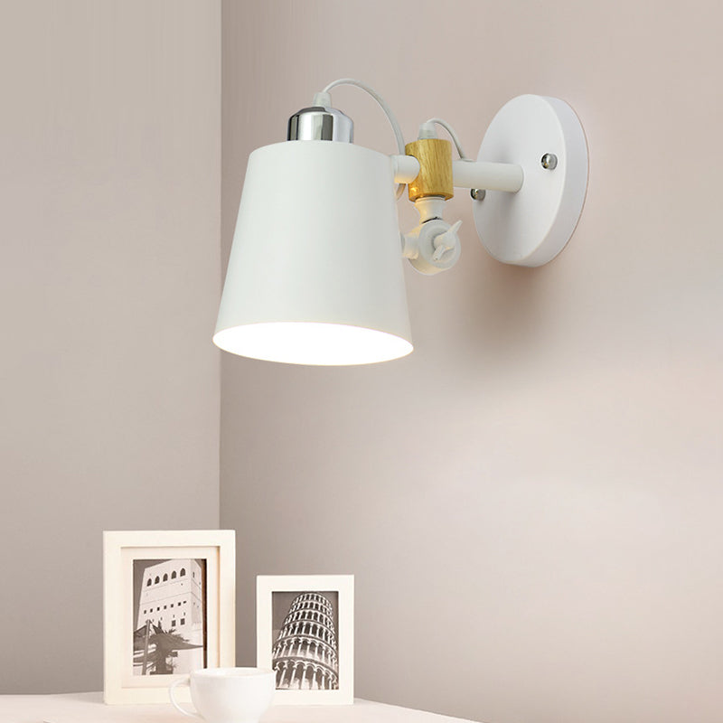 Industrial Adjustable Node Wall Lamp Sconce - Head Barrel Style White/Black Metal Lighting