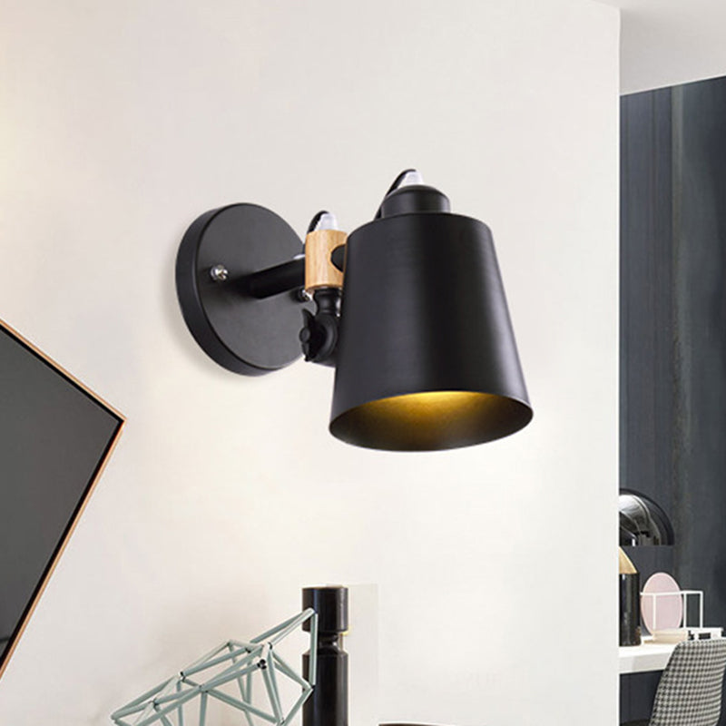 Industrial Adjustable Node Wall Lamp Sconce - Head Barrel Style White/Black Metal Lighting Black