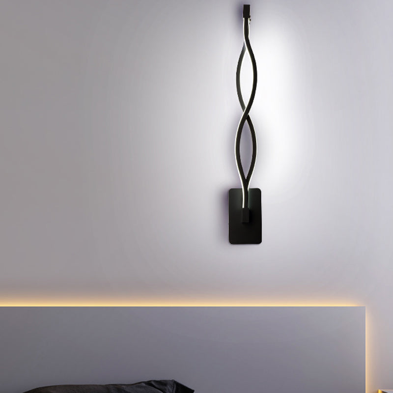 Minimalistic Metal Led Stairway Sconce In Warm/White Light - Black/White