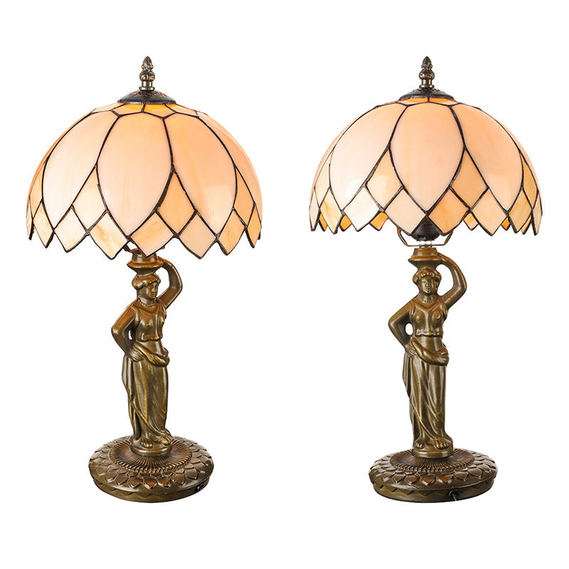 Women-Shaped Base Desk Lamp: Classic Glass Reading Light For Coffee Shops - 1 Umbrella Design