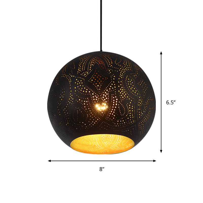 Metallic Pendulum Art Deco Etched Sphere Lamp Kit - 5/8 Width Black