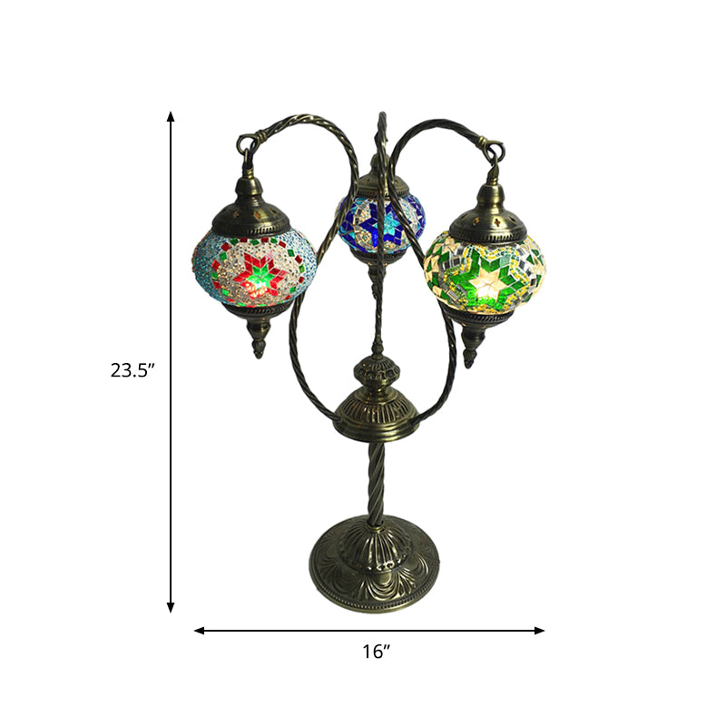 Moroccan Glass Night Light With Multiple Heads - White/Green/Yellow Elliptical Design