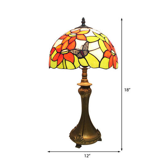 Rustic Tiffany Butterfly Stained Glass Desk Lamp - 1 Light Orange For Cafes