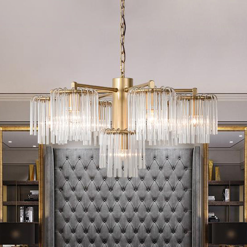 Gold Rustic Chandelier Pendant Light With Crystal Circular Design - 6/7/10 Lights For Bedroom