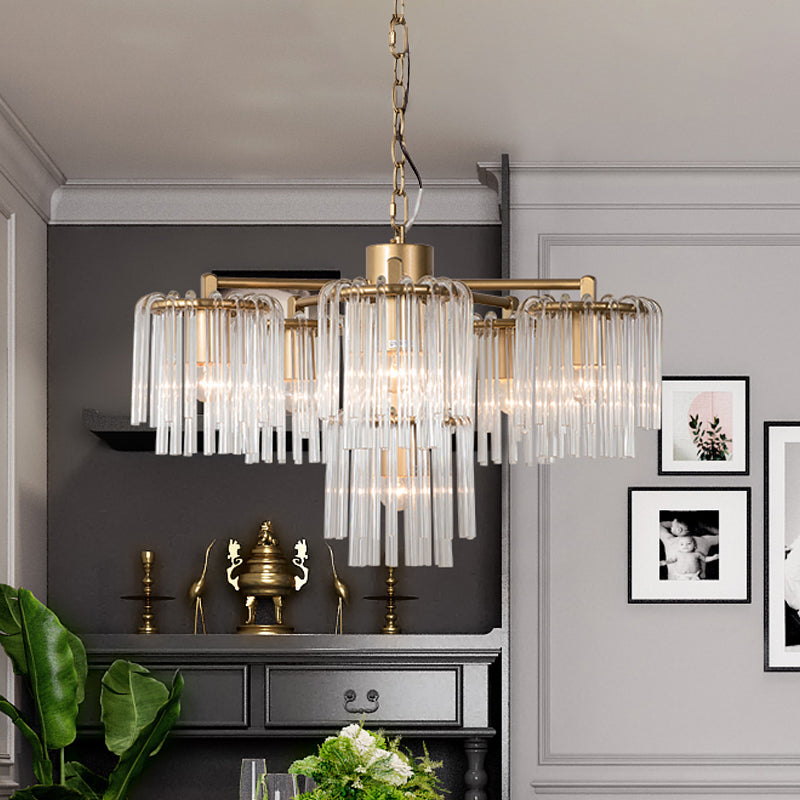 Gold Rustic Chandelier Pendant Light With Crystal Circular Design - 6/7/10 Lights For Bedroom