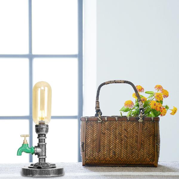Industrial Capsule Shade Table Light With Led Bulbs And Water Tap Deco For Living Room