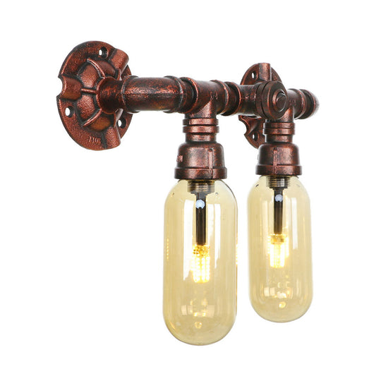 Vintage Copper Water Pipe Sconce Lamp - 2/4 Lights For Living Room Led Wall Mount Lighting