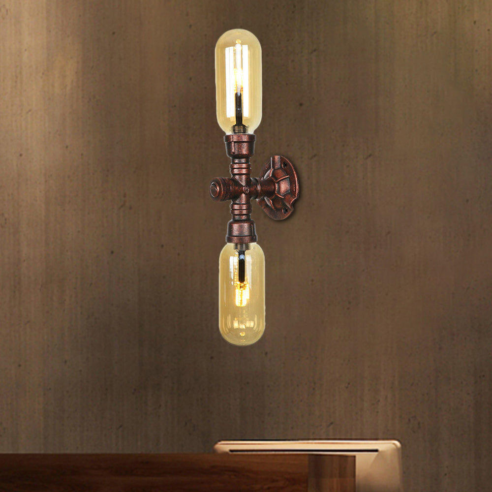 Amber Glass Wall Sconce Lamp With Vintage Charm: Perfect For Living Rooms Weathered Copper / C