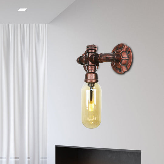 Amber Glass Wall Sconce Lamp With Vintage Charm: Perfect For Living Rooms Weathered Copper / D