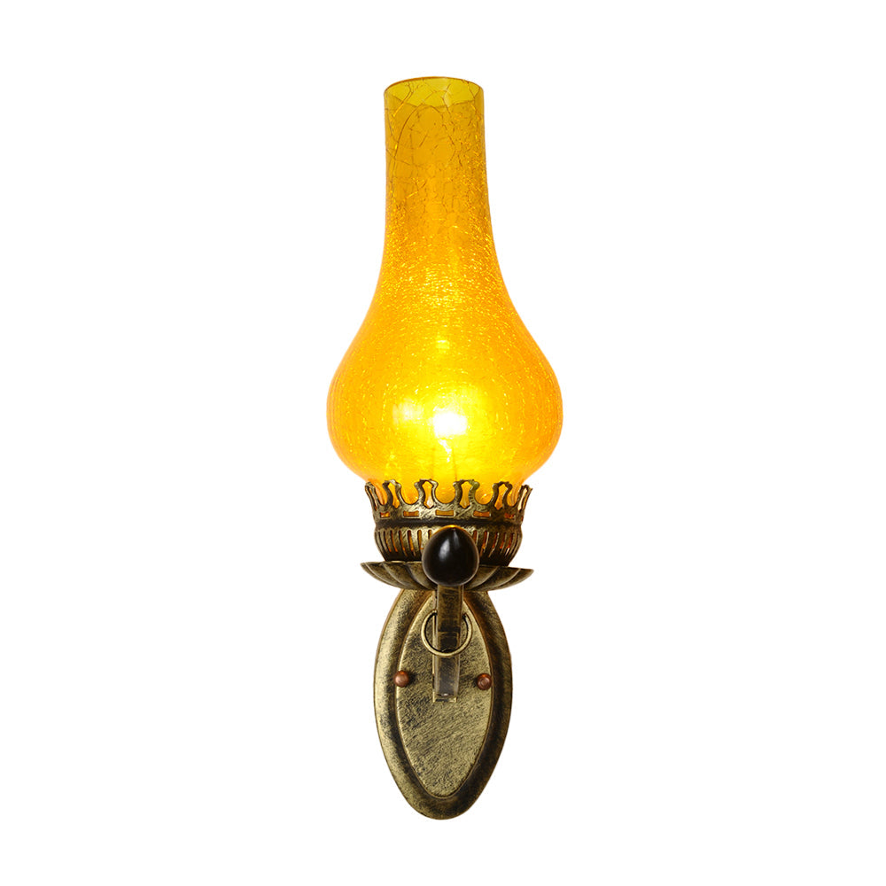 Coastal Candle Wall Sconce Light - Yellow Crackle Glass Bronze Finish