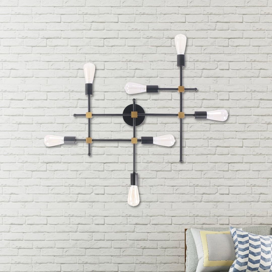 Modern Black Metal Sconce With 7 Bulbs - Contemporary Wall Lamp