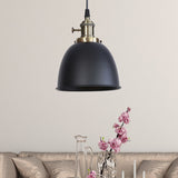 Adjustable Industrial Dome Pendant Light - Black/White/Red Metal Ceiling Lamp Black