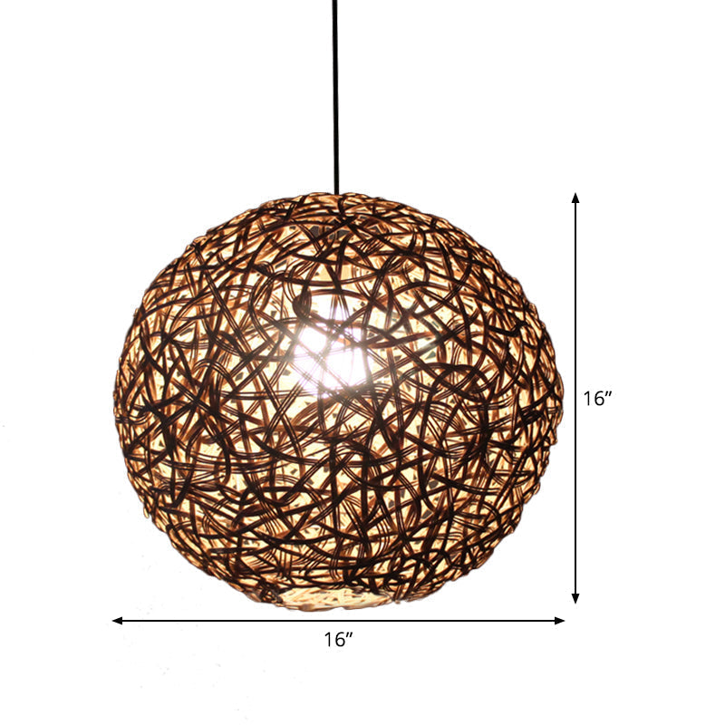 Modern Rattan Floral Pendulum Light - 1 Head 12-19.5 Wide Perfect For Dining Room