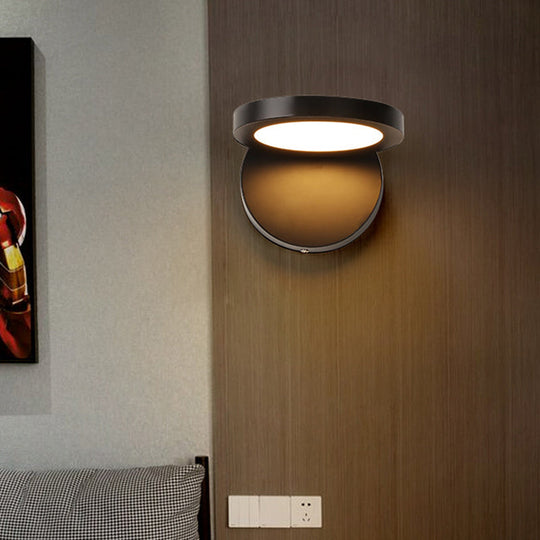 Acrylic Rotating Lens Wall Light: Simplicity In White/Black With Warm/White Led Glow Black / White