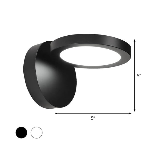 Acrylic Rotating Lens Wall Light: Simplicity In White/Black With Warm/White Led Glow