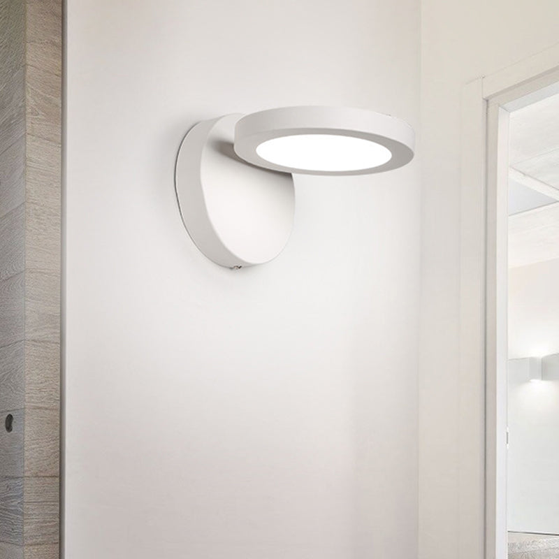 Acrylic Rotating Lens Wall Light: Simplicity In White/Black With Warm/White Led Glow White / Warm