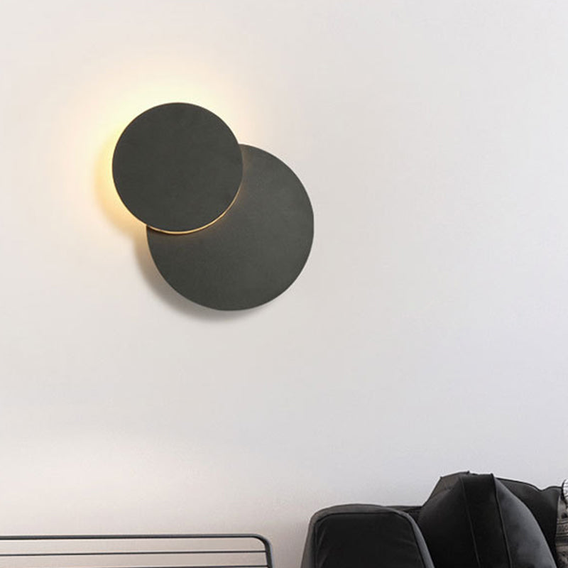 Nordic Flush Mount Led Wall Light In Black/White With Adjustable Disk And Warm/White