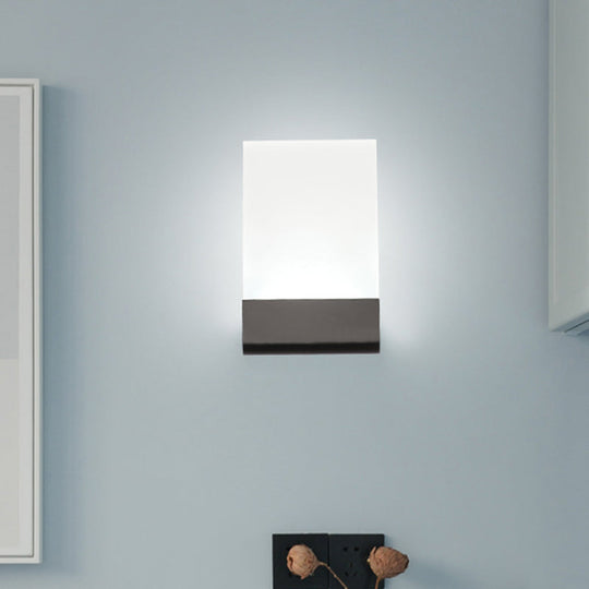 Minimalist Acrylic Rectangle Wall Mount Led Sconce Lamp - Bedside Light With Warm/White Glow Black /