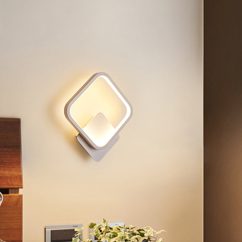 White Led Fillet Square Ring Acrylic Sconce Light - Wall Mounted Lamp In Warm/White 10/12 Wide / 10