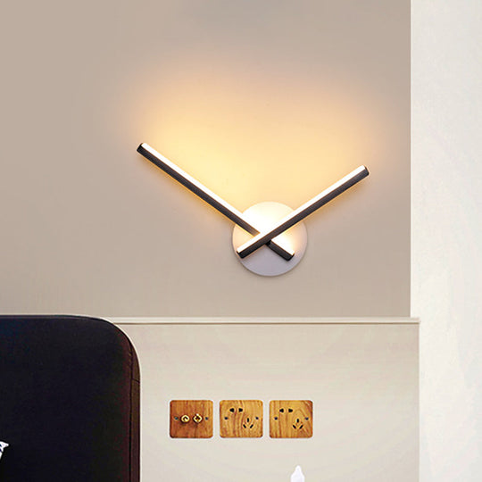 Minimalist Acrylic Cross Led Wall Sconce In Black/White For Bedside Lighting - Warm/White Ambiance