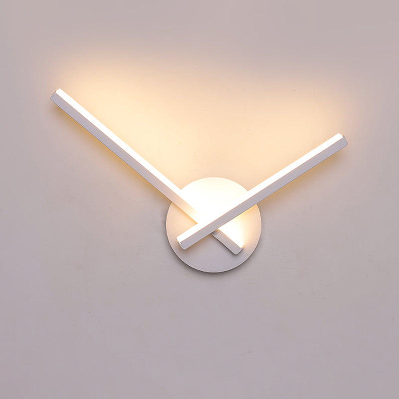 Minimalist Acrylic Cross Led Wall Sconce In Black/White For Bedside Lighting - Warm/White Ambiance