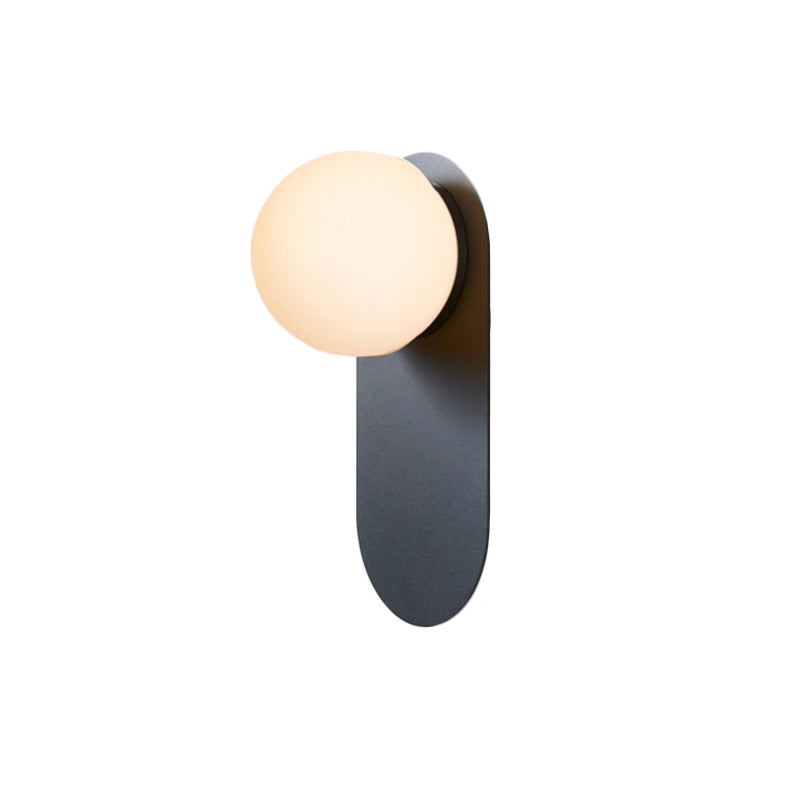 Minimalist Black Iron Wall Sconce Light - Orb Glass Shade Flush Mount 1 Bulb