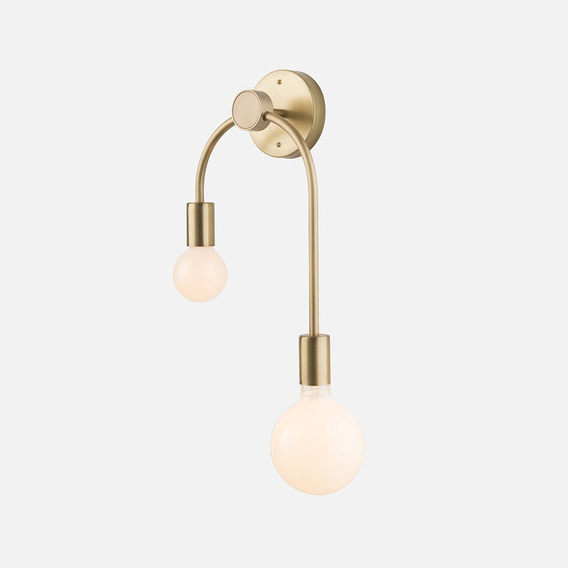 Sleek Iron Wall Mounted Lamp - Minimalist 2-Light Black/Gold Sconce With Bare Bulb Design