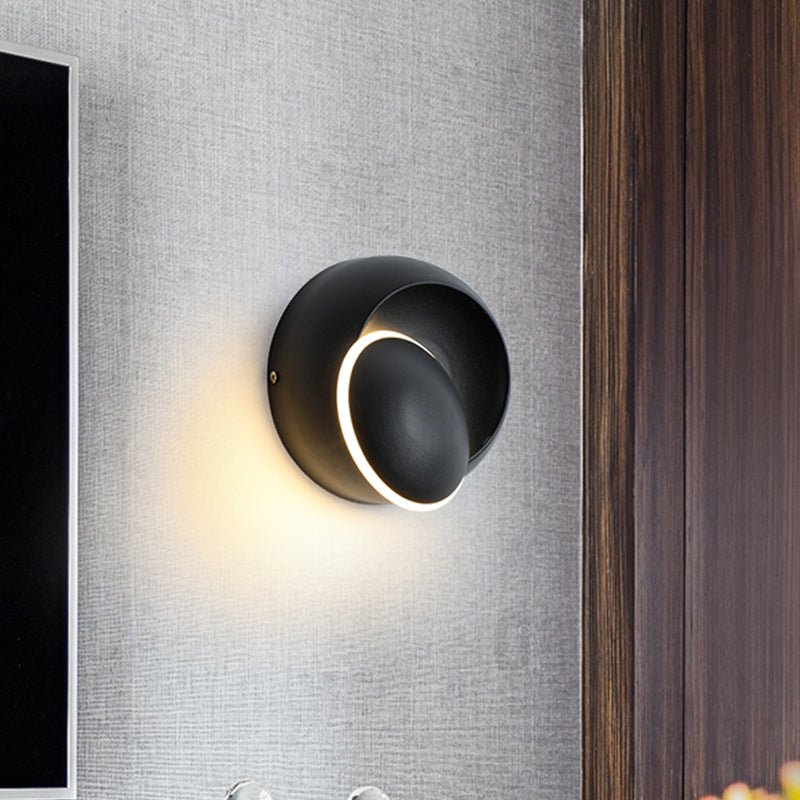 Modern Black/White Rotating Eclipse Wall Lamp With Led Iron Sconce Design Black