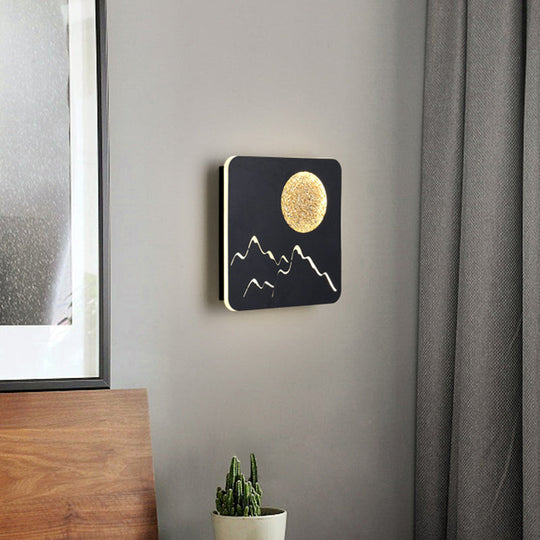 Nordic Minimalist Led Flush Mount Wall Light Sconce - Mini Round/Square Design In Black/White/Grey