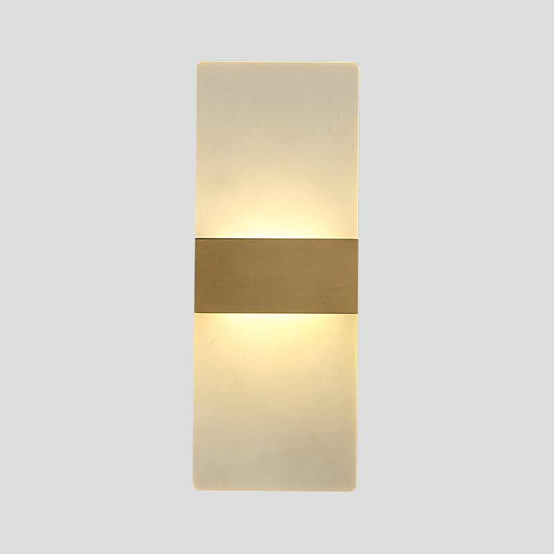 Minimalist Acrylic Wall Sconce With Gold Band And Warm/White Light - Perfect For Bedside