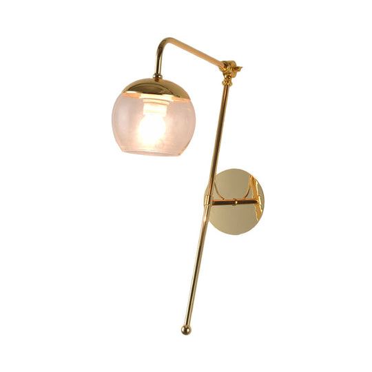 Postmodern Swing Arm Wall Sconce Light With Clear Glass Shade In Black/Gold