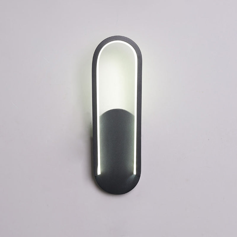 Sleek Black/White Sloped Half-Oblong Sconce Minimalist Acrylic Led Wall Light In Warm/White -