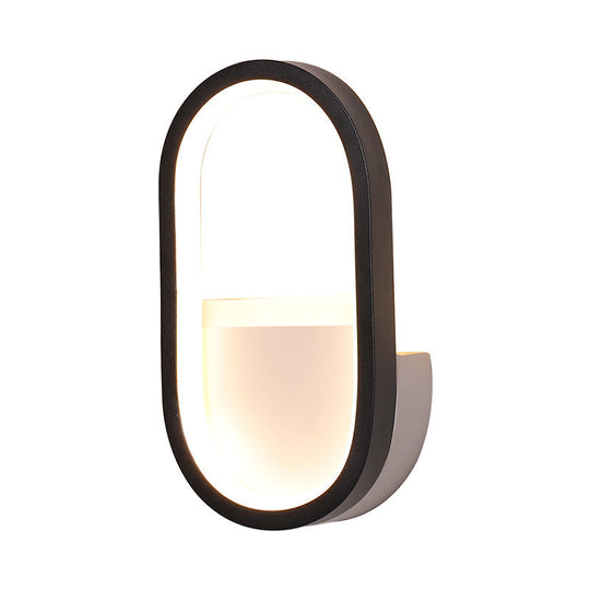 Mini Aluminum Ellipse Led Wall Lamp In Simplicity White/Black - Warm/White Light