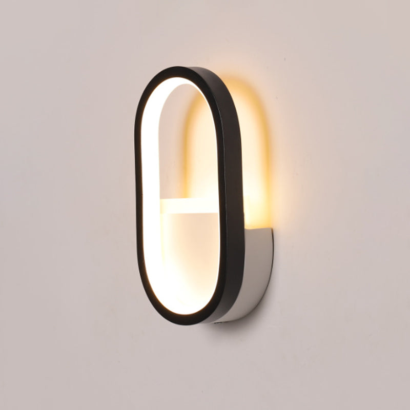 Mini Aluminum Ellipse Led Wall Lamp In Simplicity White/Black - Warm/White Light