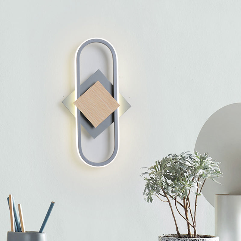 Nordic Iron 2-Layer Sconce Light With Led Wall Mount - Round/Square Design Elliptical Frame