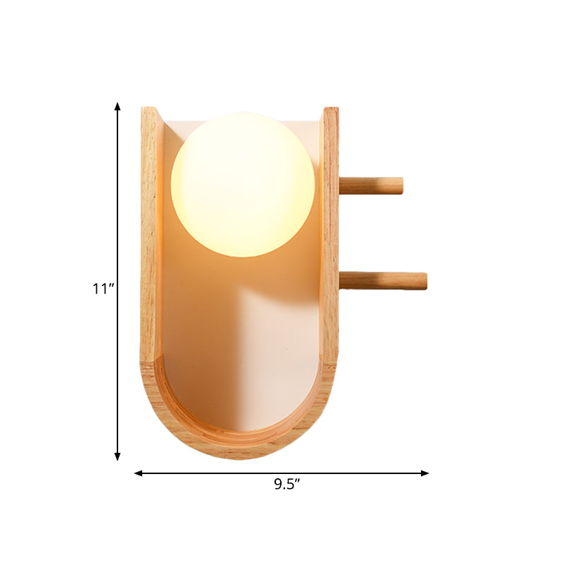 Modern Wooden Sconce Light With Creative Rack Design - Flush Mount Wall Lighting For 1 Bulb